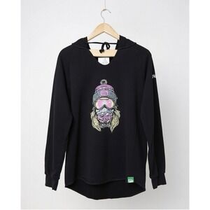 Wild Tribute Vail Ski Hoodie Womens M Black Graphic Pullover